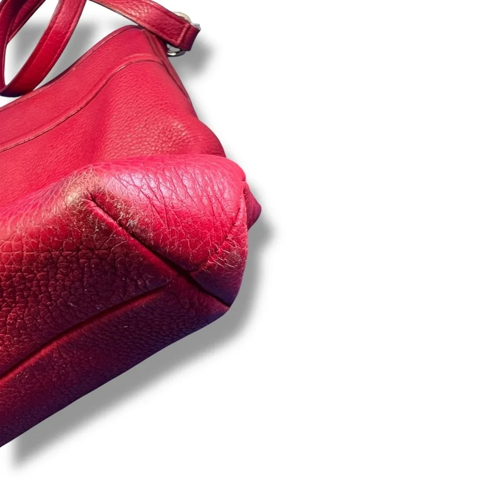 Coach Red Pebbled Leather Crossbody Bag F37321 Adjustable Strap Shoulder Purse